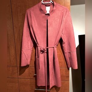 Ultrasuede duster/blazer with tie belt